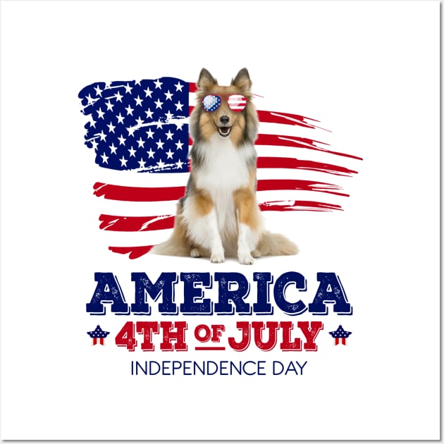 Sheltie Flag USA - America 4th Of July Independence Day Wall Art by bunnierosoff21835